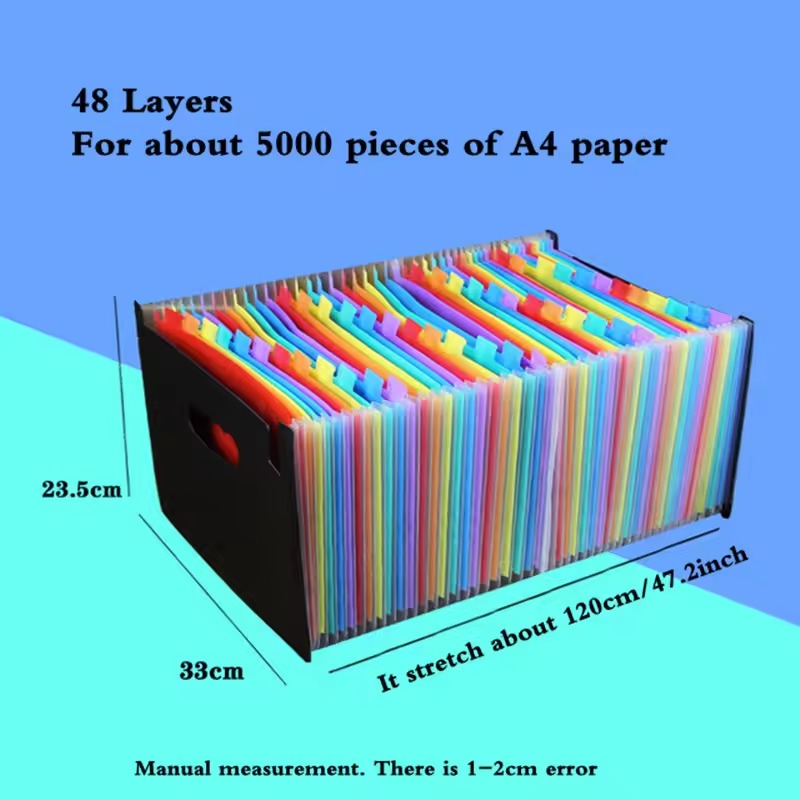 24 48 Layers A4 Document Standing Accordions Pockets Expanding File Folder Waterproof Organizer Bag Business Office Stationery