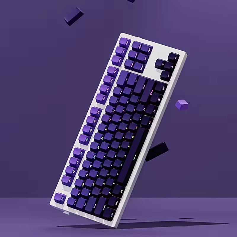 Gradient Purple Double Shot PBT Keycaps OEM Profile Side Print RGB Backlit Keycap 135 Key for Cherry MX Switches Gaming Keyboard