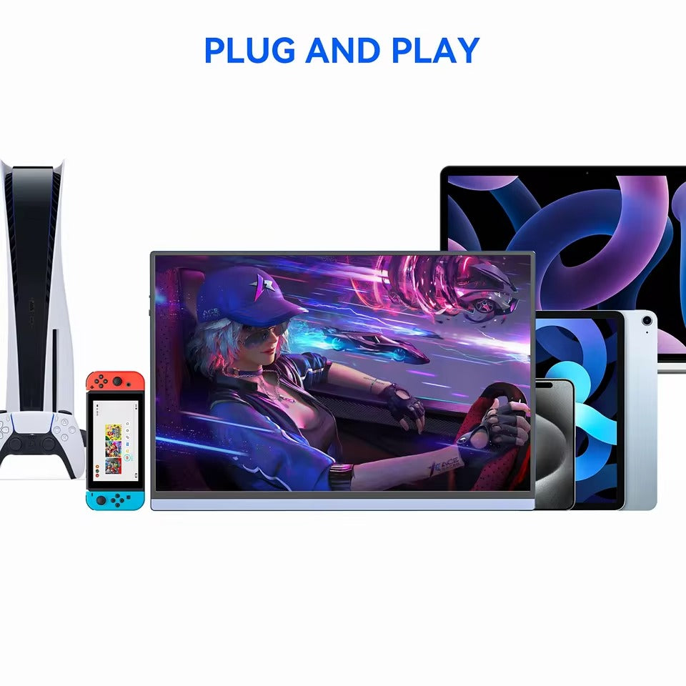 VEOUT 16-inch 60HZ Gaming Portable Monitor for Laptop, 1610 IPS 1200P Display LCD FHD External Second Computer Screen for Phone