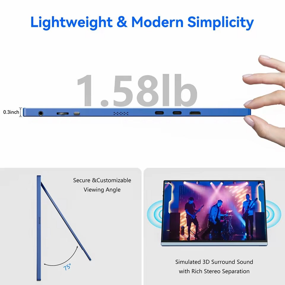 VEOUT 16-inch 60HZ Gaming Portable Monitor for Laptop, 1610 IPS 1200P Display LCD FHD External Second Computer Screen for Phone