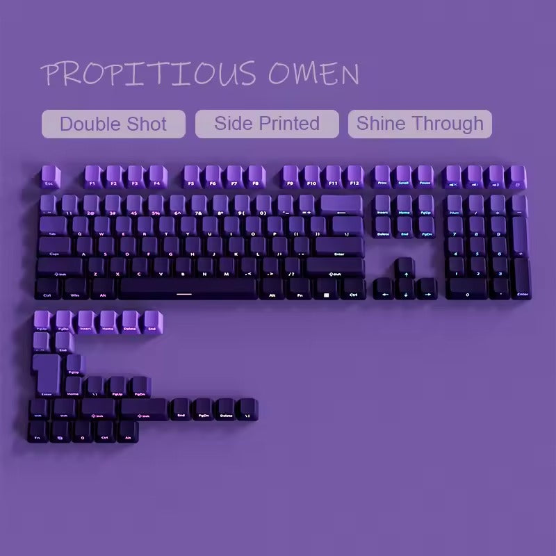 Gradient Purple Double Shot PBT Keycaps OEM Profile Side Print RGB Backlit Keycap 135 Key for Cherry MX Switches Gaming Keyboard